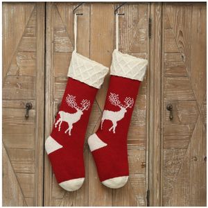 1 pièce Chaussette de Noël en acrylique tricotée, porte-cadeau suspendu, décoration de scène festive, style élan, vente en gros USA - Product Image 2
