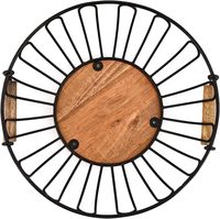 Panier à fruits en fil métallique avec base en bois massif et poignées en bois, bol de rangement vintage pour comptoir de cuisine pour fruits, légumes et collations
