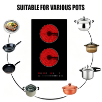 Table de cuisson en céramique encastrable certifiée ETL de 12 pouces, 2 brûleurs radiants, 2400 W, cuisinière électrique pour petite cuisine et camping-car