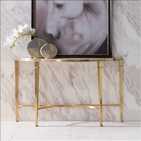 Table console moderne en marbre en forme d'arc avec structure en métal doré pour salon - Prix de gros