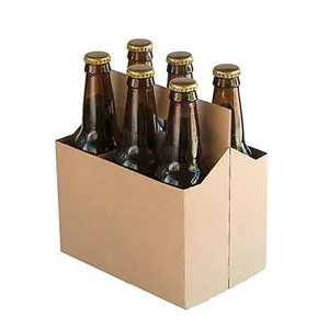 Groothandel Custom Bierfles Papier Dozen Carrier Kartonnen 4 6 Pack Fles Carrier Wijn Doos