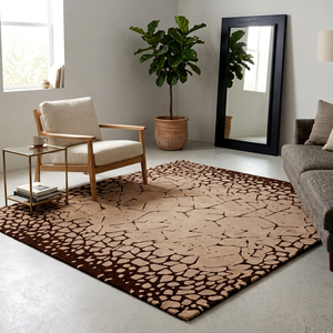 Tapis rectangulaire abstrait élégant en laine et acrylique, tissé à la main, antidérapant, pour salon, décoration intérieure, à poils moyens, avec envers en latex - Product Image 1