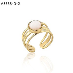 Amy Amy Fashion <b>Ring</b> <b>Gold</b> Plated Natural Stone <b>Cocktail</b> <b>Ring</b> For Women Vintage Style Geometric Design Everyday Wear - Product Image 6