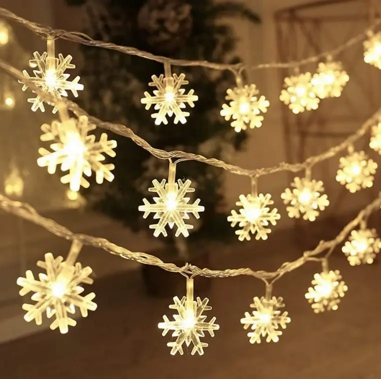 Décoration d'arbre de Noël Lights10m 100led Fée Flocon de neige Led Guirlande lumineuse Batterie USB Solaire Alimenté Lumières de Noël Décoration