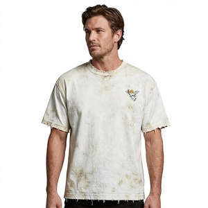 Streetwear Organic Cotton Tshirt Wash Distressed <strong>Men's</strong> Ribneck <strong>T</strong>-<strong>Shirt</strong> Oversized Custom Graphic Tee Vintage Hip-Hop <strong>t</strong> <strong>Shirt</strong> <strong>Men</strong> - Product Image 2