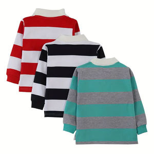 <span class=keywords><strong>Polo</strong></span> a Maniche Lunghe in Cotone Biologico per Bambini, T-shirt Personalizzata a Righe per Ragazzi, Abbigliamento per Bambini - Product Image 2