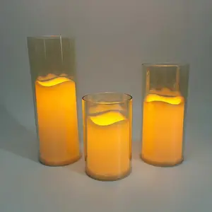 Electronic Flameless Battery Flickering moving flame LED Pillar Candles Light for Home Festival