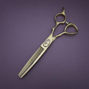 Golden Thinning Shears 6 Inches Stainless Steel Blunt Tip Long Handle <b>Hair</b> <b>Scissors</b> For Professional Use - Product Image 1