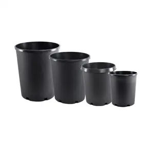 Vente en gros 1,2,3,5,7,10,15,20,25 gallons Pots de jardin ronds en plastique noir en PP/HDPE