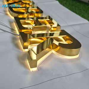 Üretici Led Illunmiated duvar tabela şirket logosu tabela 3D altın aydınlatmalı mektup açık iş için özel işareti - Product Image 6