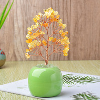 Élégant arbre en copeaux de pierres précieuses avec fil de cuivre et copeaux de pierres mélangées pour ornement de salon et cadeau d'anniversaire