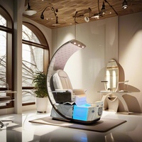 Chaise de spa de pédicure de luxe Conception unique de dôme Aucune plomberie requise Lumières utilitaires LED intégrées pour salons de manucure Commercial