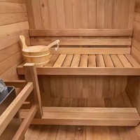 1-2 orang Cedar merah kayu padat kabin Sauna uap kering rumah bergerak ramah lingkungan dengan konstruksi kayu