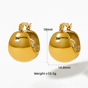 Boucles <span class=keywords><strong>d</strong></span>'oreilles créoles lisses en acier inoxydable 316 plaqué or 14 carats de luxe pour femmes - Product Image 6