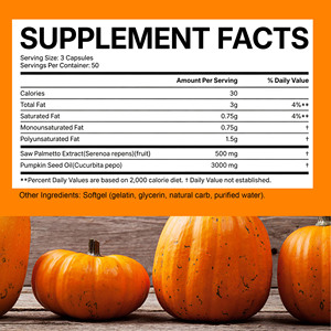 OEM ODM Gluten Free Gmo Free Pumpkin Seed Oil Softgels with Saw Palmetto Hair Growth Prostate Health Jrinary Tract Health - Product Image 2