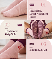 Chaussettes de yoga et de Pilates mi-mollet antidérapantes avec logo personnalisé pour femmes, avec grip corporel - Chaussettes antidérapantes