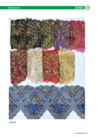 Bordure en dentelle brillante brodée, dentelle en organza 3D faite à la main avec des fleurs en cristal et des paillettes en polyester pour vêtements