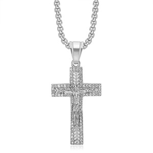 Gold Silber Kruzifix Kreuz Anhänger Halskette CZ Strass Umrandung 3D Jesus Korpus Kastenkette Herren Damen Christlicher Schmuck Großhandel - Product Image 4