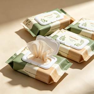 Lingettes nettoyantes douces pour le visage et les mains HenSun, en fibres végétales, sans alcool, non tissées, démaquillantes, sans plastique, biodégradables - Product Image 2