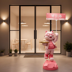 Estatua Gigante de Resina de Gato de la Suerte con Bandeja y Ranura de Depósito, Pintada a Mano, de Moda, para Entradas de Restaurantes/Cafeterías - Product Image 1