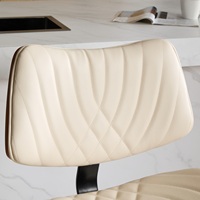 Tabourets de bar en bois courbé de noyer, style moderne du milieu du siècle, hauteur de comptoir réglable, revêtement en cuir noir, pivotant à 360°, ensemble de bar pour la maison, hôtel, lot de 2