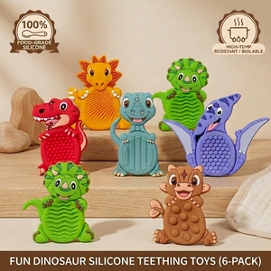 6 <b>Pack</b> Dinosaur Sensory <b>Fidget</b> Toys for Kids, Soft Dino Textured for Autism Kids Calming Stress Toys - Product Image 1