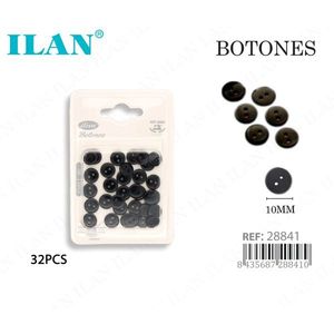 Bottoni Neri Ilan 10mm 2 Fori 32 Pezzi per Cucito e Abbigliamento - Product Image 3