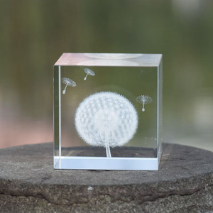 Yearscrystal 3D Laser Khắc Bồ Công Anh Mẫu K9 Rõ Ràng Pha Lê Khối Cube Xu Hướng Thời Trang Trang Trí Nội Thất Quà Tặng Đám Cưới Quà Lưu Niệm - Product Image 2