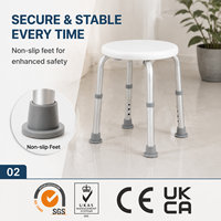 Chaise de douche réglable en hauteur AOLIKE ALK409L en alliage d'aluminium, capacité de 100 kg, équipement de sécurité pour la salle de bain pour personnes âgées