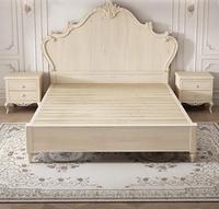 Meubles de chambre à coucher classiques en bois doré de luxe royal, lit classique avec taille personnalisée, fabriqué à partir d'un cadre durable