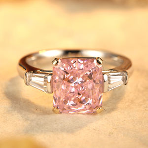 Real Wit Goud Pure 9K Solid <span class=keywords><strong>Gold</strong></span> Radiant 2 Carat Gesimuleerde Roze Diamant Trouwringen - Product Image 3