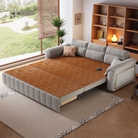 Canapé-lit multifonctionnel avec rangement dissimulé, cadre métallique convertible et confortable, idéal pour les petits espaces