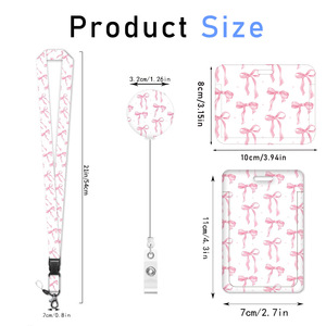 TEMU Cross-Border Hot Selling Easy-Pull <b>Buckle</b> Bow Round Badge Scroll Card Holder UV Printed Neckband Mobile Phone Strap - Product Image 2