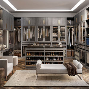 Meubles de chambre à coucher de style italien personnalisés, dressing de luxe, ensembles complets avec éclairage LED, armoire et îlots de rangement - Product Image 1