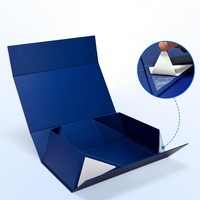 Boîtes cadeaux pliables magnétiques en carton bleu de luxe avec logo personnalisable pour vêtements, mariage, anniversaire, emballage de cadeaux