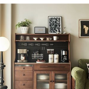 Nordic Walnut <b>Sideboard</b> Solid Wood Coffee Tea Cabinet <b>Storage</b> Living Room Cabinet - Product Image 3