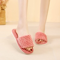 Pantoufles d'intérieur en coton peluche pour homme, style Baotou, couleur unie, chaudes pour l'hiver, antidérapantes, à semelle souple et épaisse, respirantes