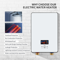 Pemanas Air Tanpa Tangki Digital 220V 3500W dengan Layar Digital, IPX4, Pemasangan di Dinding, Aman, untuk Rumah Tangga dan Kamar Mandi