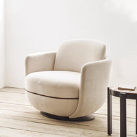 Fauteuil pivotant de luxe moderne en velours, style italien minimaliste, pour hall d'hôtel et salon
