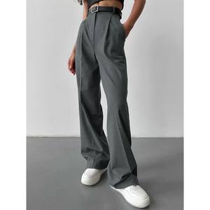 Pantalones y pantalones casuales personalizados Pantalones <span class=keywords><strong>de</strong></span> traje rectos para <span class=keywords><strong>mujer</strong></span> Pantalones <span class=keywords><strong>de</strong></span> <span class=keywords><strong>vestir</strong></span> <span class=keywords><strong>de</strong></span> pierna ancha sueltos <span class=keywords><strong>de</strong></span> cintura alta para <span class=keywords><strong>mujer</strong></span> - Product Image 1