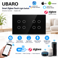 Panneau de commande tactile intelligent Zigbee 8 gangs avec contrôle lumineux séparé, fonctionnement via application, indicateur LED, installation standard dans boîtier mural