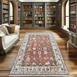 Ensemble de tapis en laine noués à la main au design floral moderne de style persan Oushak tapis de couleur rouille de haute qualité pour salon chambre à coucher - Product Image 1