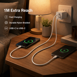สายชาร์จเร็วแบบถักไนลอน HNT 1M 3A USB-C to USB-C พร้อมตัวนำทองแดงแท้ สำหรับ iPhone 17 <span class=keywords><strong>Pro</strong></span> Max และอุปกรณ์ Android - Product Image 2