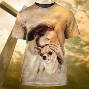 Nuovo Design uomo di dio gesus e motivo leone T-Shirt Premium da uomo morbida e moderna girocollo T-Shirt classica - Product Image 3