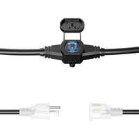 Câble d'extension électrique 5M, 3 broches, 16 AWG, câble SJTW, prise mâle, connecteur femelle, étanche IP44 / Certifié ETL pour la scène