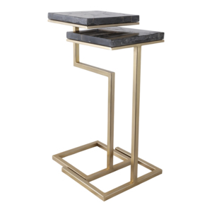 Tavolino moderno in quarzo con base dorata per piccoli spazi, camera da letto, soggiorno, arredamento. - Product Image 2