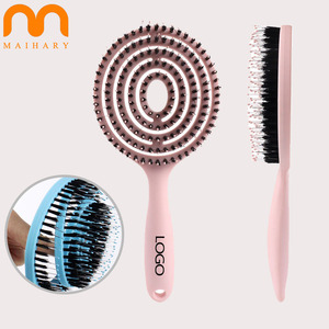 Brosse à cheveux démêlante en plastique écologique avec logo personnalisé en gros pour femmes hommes enfants unique brosse à cheveux en spirale Salon <span class=keywords><strong>Babershop</strong></span> - Product Image 1