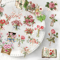 Emballage personnalisé matériaux auxiliaires Transparent 3d fleur autocollants décalcomanies pour tasses en verre maison bricolage accessoires 50 pièces
