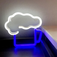 Verre à bière en plastique avec lumière LED néon, alimentation par piles/USB, couleurs personnalisables pour stand de restauration nocturne, mur festif