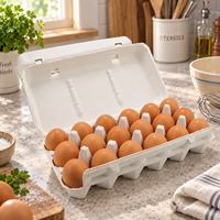 Boîte d'emballage pour œufs en pulpe de papier moulée à 18 alvéoles, biodégradable, en forme de coquille, pour œufs de poule, logo personnalisé